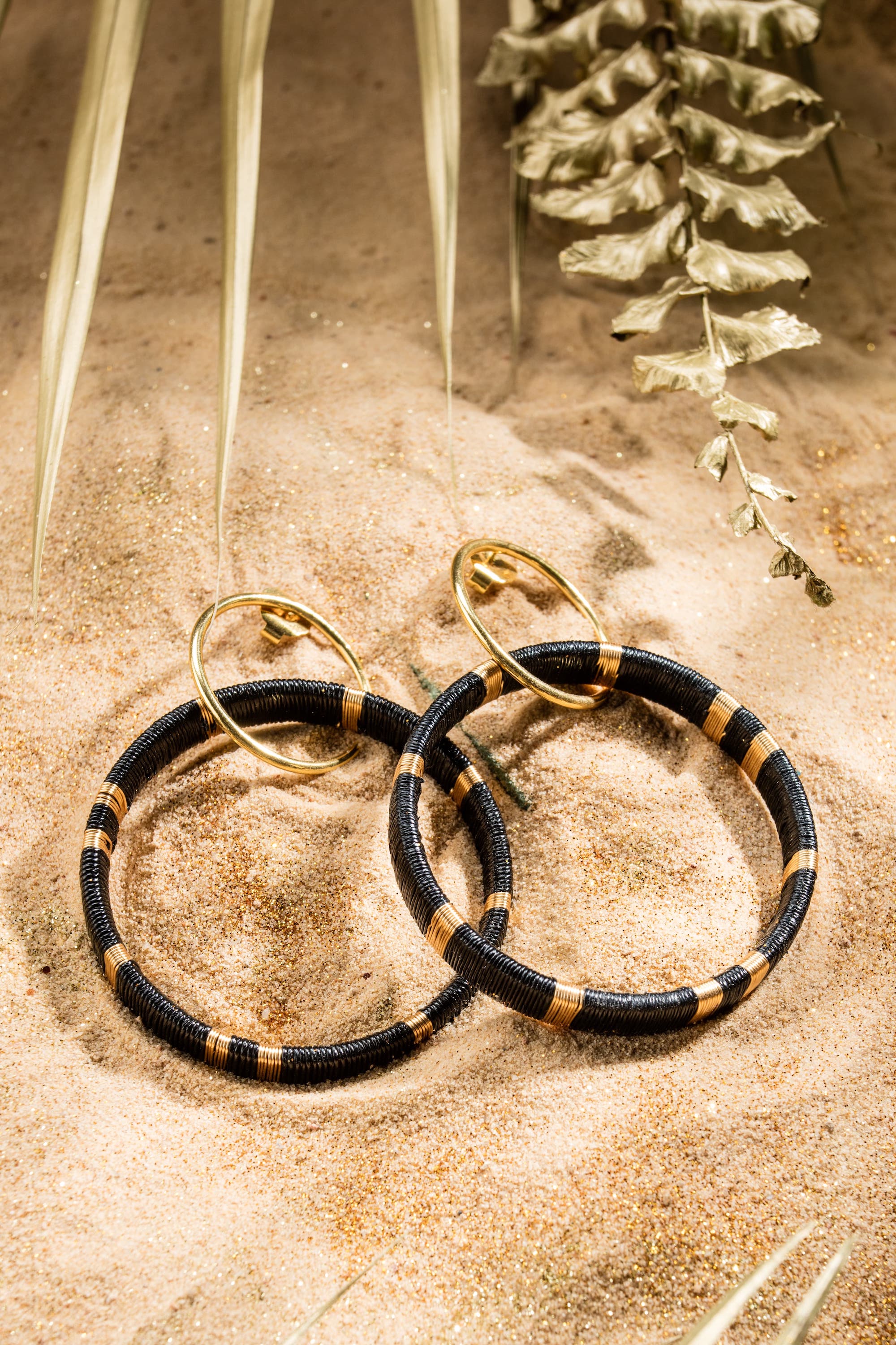 Double Elegance Black Earrings